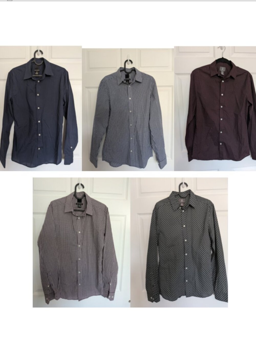 LOT OF 5 H&M Mens Slim Fit Easy Iron Dress Shirts S